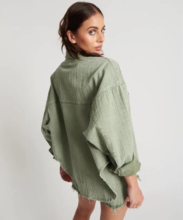 One Teaspoon Shirts Women Khaki Logo Jacquard Daria Shacket