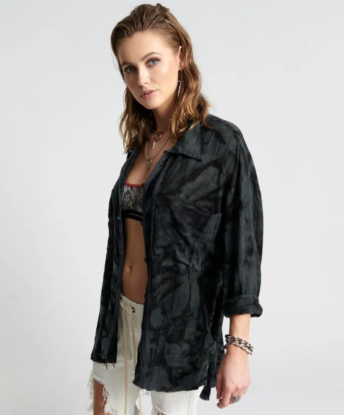 One Teaspoon Shirts Women Resonance Muslin Longline Shirt