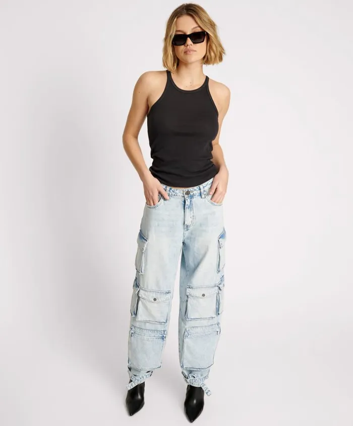One Teaspoon Tees and Tanks Women Black One Teaspoon Fine Rib Singlet