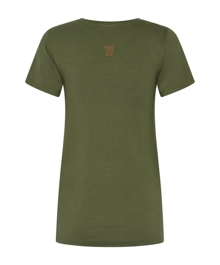 One Teaspoon Tees and Tanks Women Burnt Olive Logo Fitted Tee