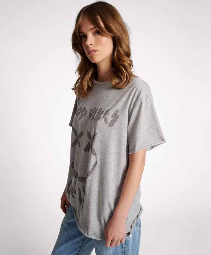 One Teaspoon Tees and Tanks Women Good Vibes Only Oversized Tee