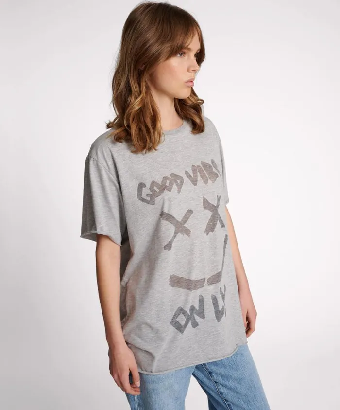 One Teaspoon Tees and Tanks Women Good Vibes Only Oversized Tee