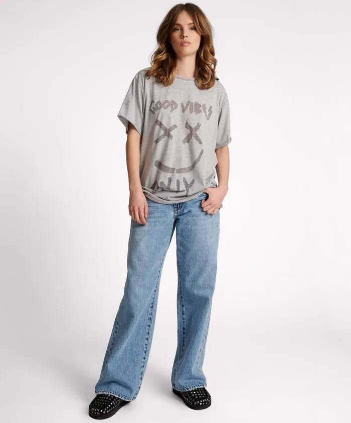 One Teaspoon Tees and Tanks Women Good Vibes Only Oversized Tee