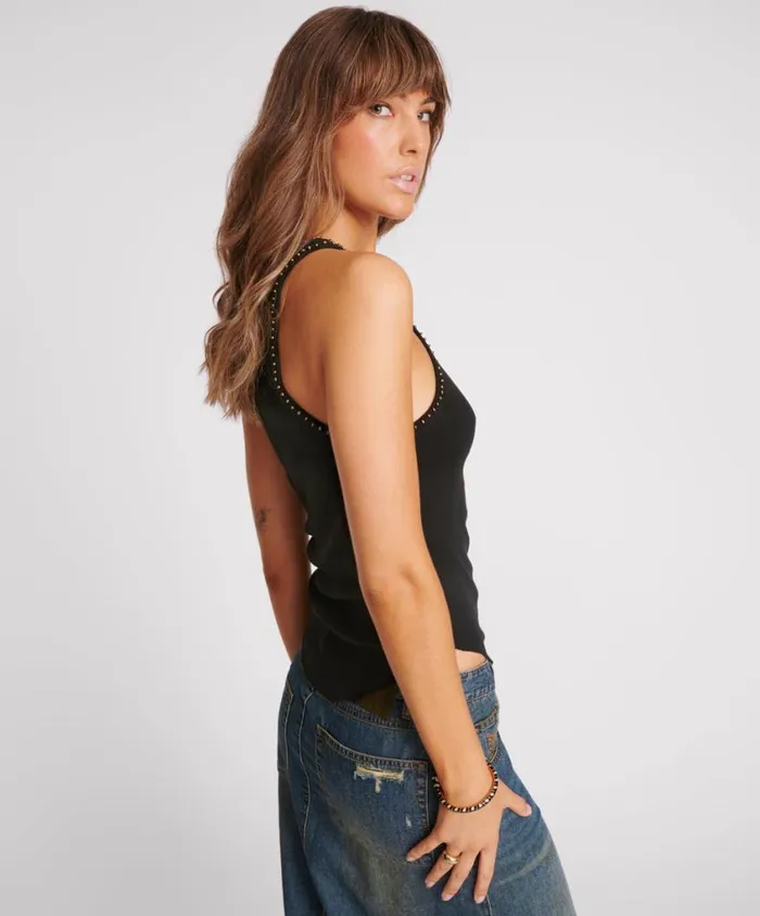 One Teaspoon Tees and Tanks Women Hand Beaded Ramone Tank