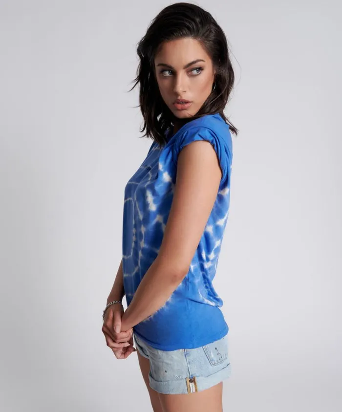 One Teaspoon Tees and Tanks Women Hand Dyed Logo Organic Crew Tee