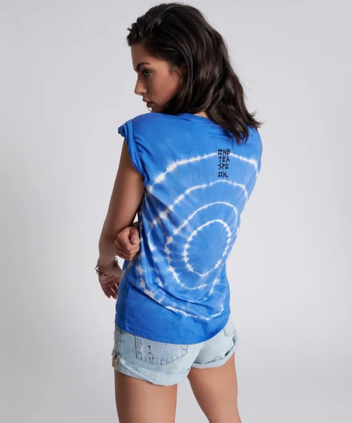 One Teaspoon Tees and Tanks Women Hand Dyed Logo Organic Crew Tee