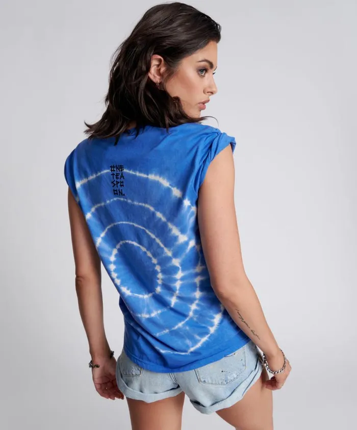 One Teaspoon Tees and Tanks Women Hand Dyed Logo Organic Crew Tee
