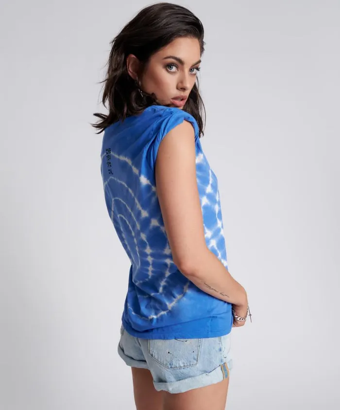 One Teaspoon Tees and Tanks Women Hand Dyed Logo Organic Crew Tee