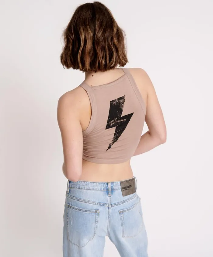 One Teaspoon Tees and Tanks Women Lightning Bolt Rally Tank