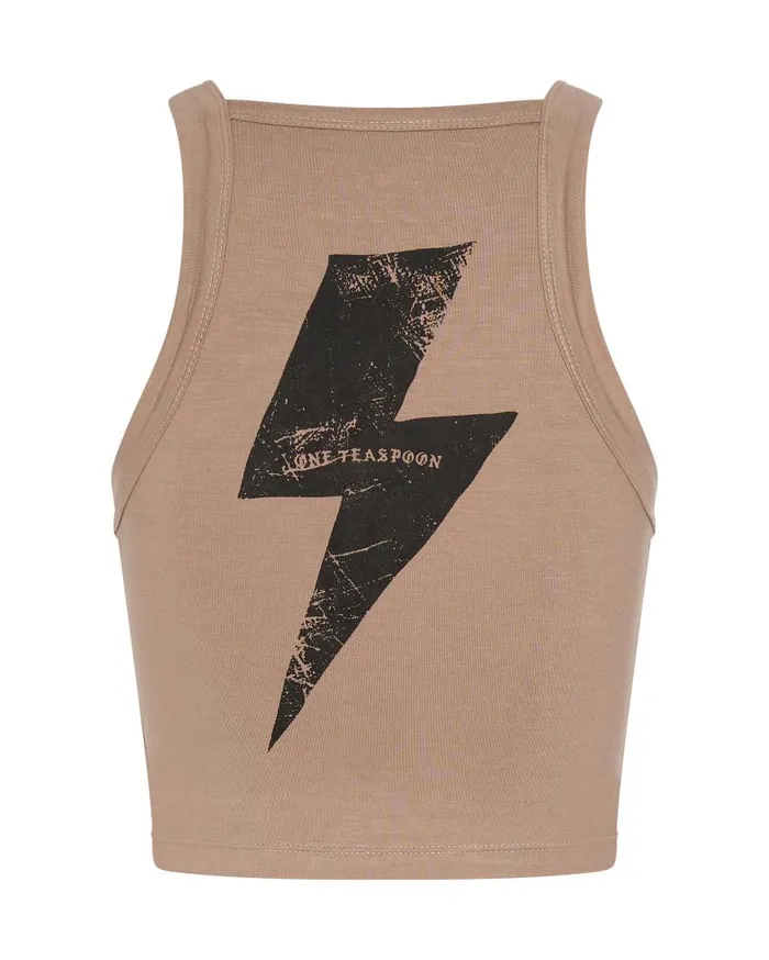 One Teaspoon Tees and Tanks Women Lightning Bolt Rally Tank
