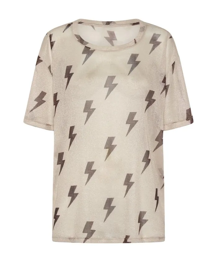 One Teaspoon Tees and Tanks Women Lightning Strikes Mesh Tee Shirt