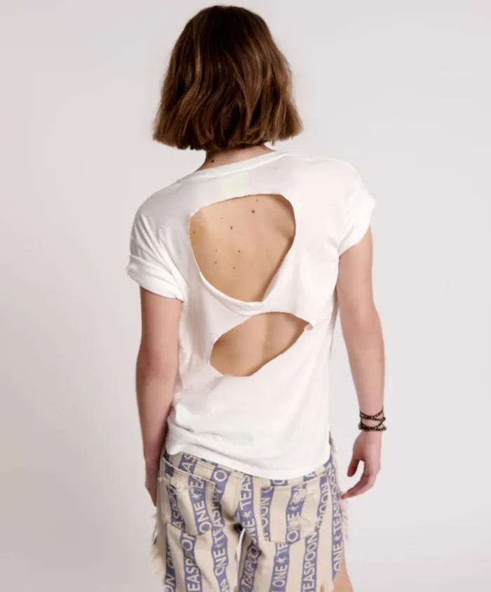 One Teaspoon Tees and Tanks Women Lucky 8 Fine Rib Boyfriend Tee