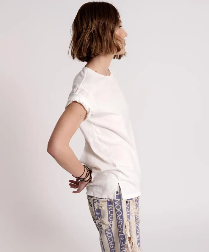 One Teaspoon Tees and Tanks Women Lucky 8 Fine Rib Boyfriend Tee