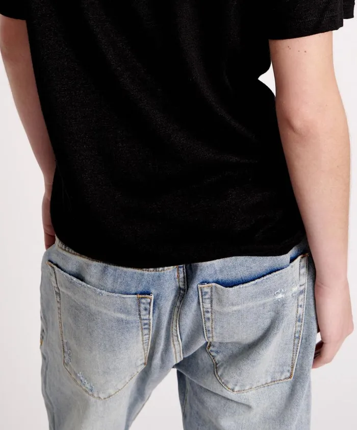 One Teaspoon Tees and Tanks Women One Teaspoon Linen Wide Neck Basic Tee Black USA