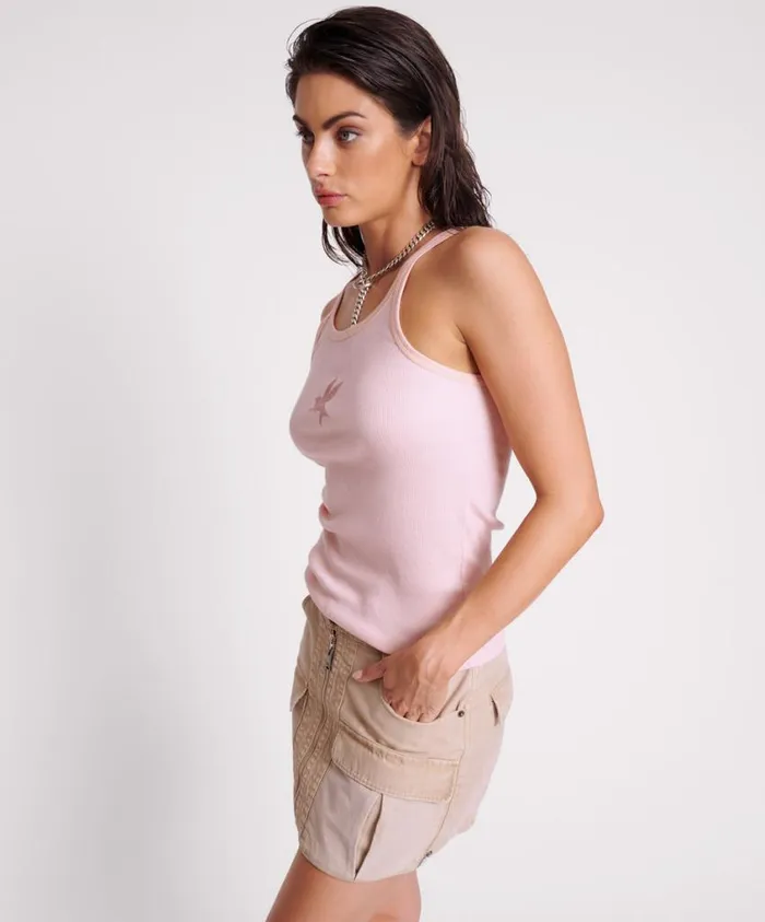 One Teaspoon Tees and Tanks Women Rose Quartz One Teaspoon Rib Singlet