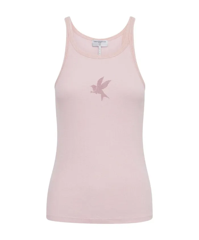 One Teaspoon Tees and Tanks Women Rose Quartz One Teaspoon Rib Singlet