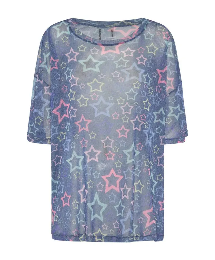 One Teaspoon Tees and Tanks Women Sensory Star Oversized Mesh Tee