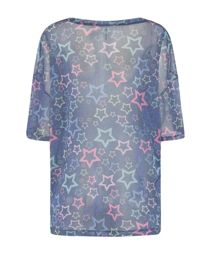 One Teaspoon Tees and Tanks Women Sensory Star Oversized Mesh Tee