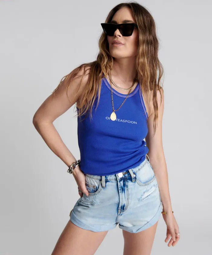 One Teaspoon Tees and Tanks Women Violet Logo Singlet