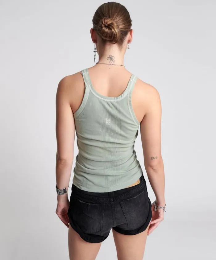 One Teaspoon Tees and Tanks Women Washed Khaki Bower Bird Singlet