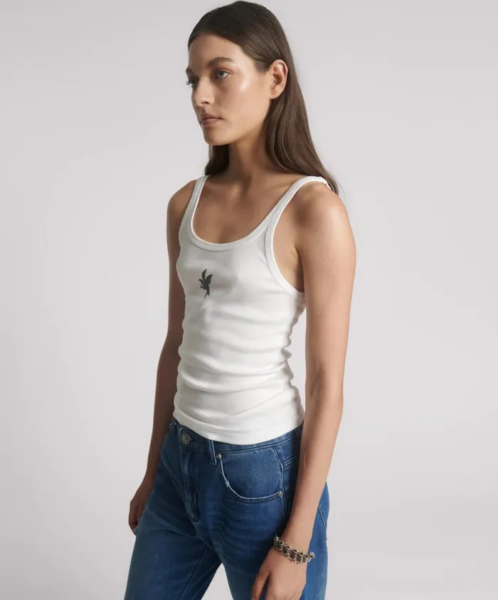 One Teaspoon Tees and Tanks Women White One Teaspoon Rib Singlet