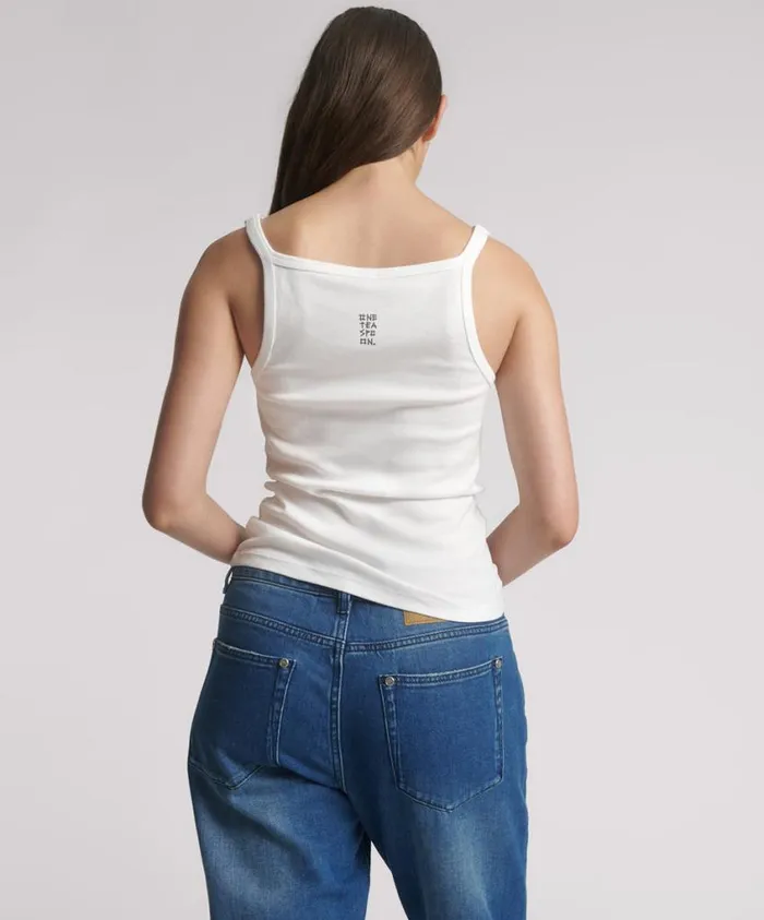 One Teaspoon Tees and Tanks Women White One Teaspoon Rib Singlet