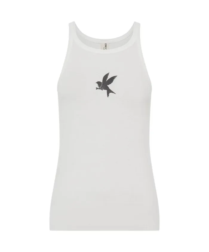 One Teaspoon Tees and Tanks Women White One Teaspoon Rib Singlet