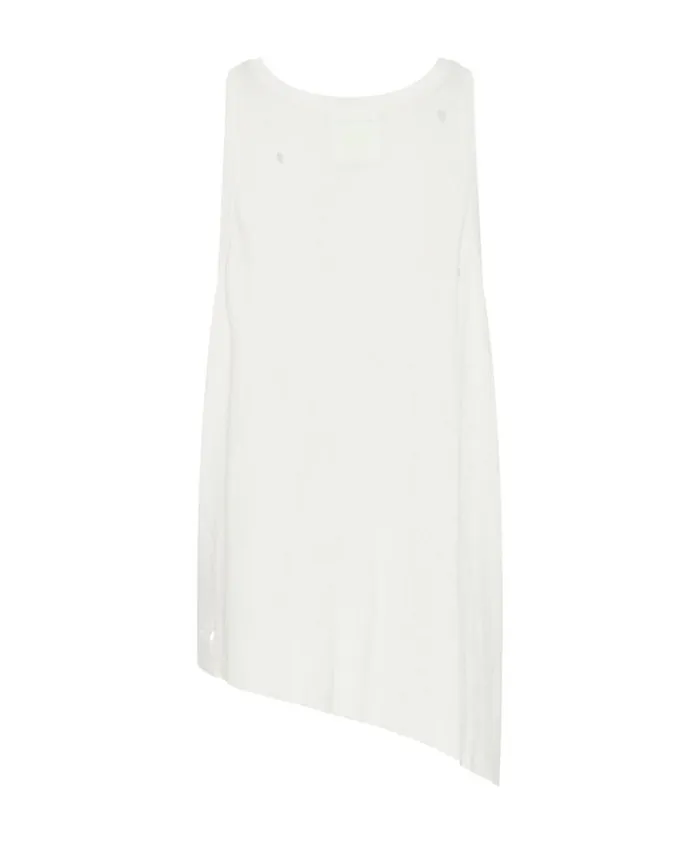 One Teaspoon Tees and Tanks Women White Ribbed Distressed Daddio Singlet