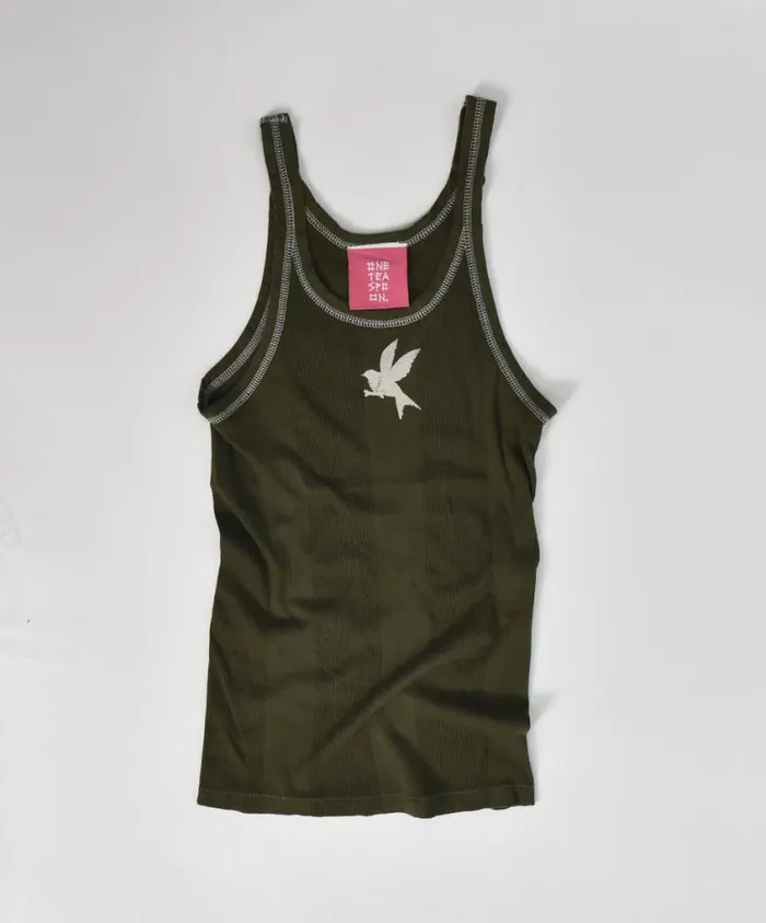 One Teaspoon Tees and Tanks Women Worn Khaki Bower Bird Singlet