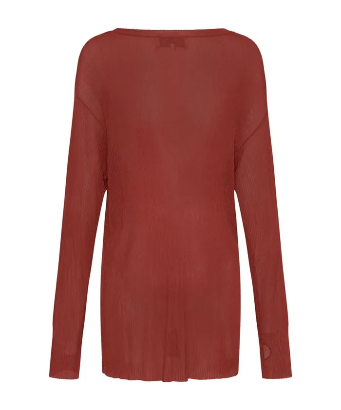 One Teaspoon Tops Women Amity Sheer Rib Knit Top Brown