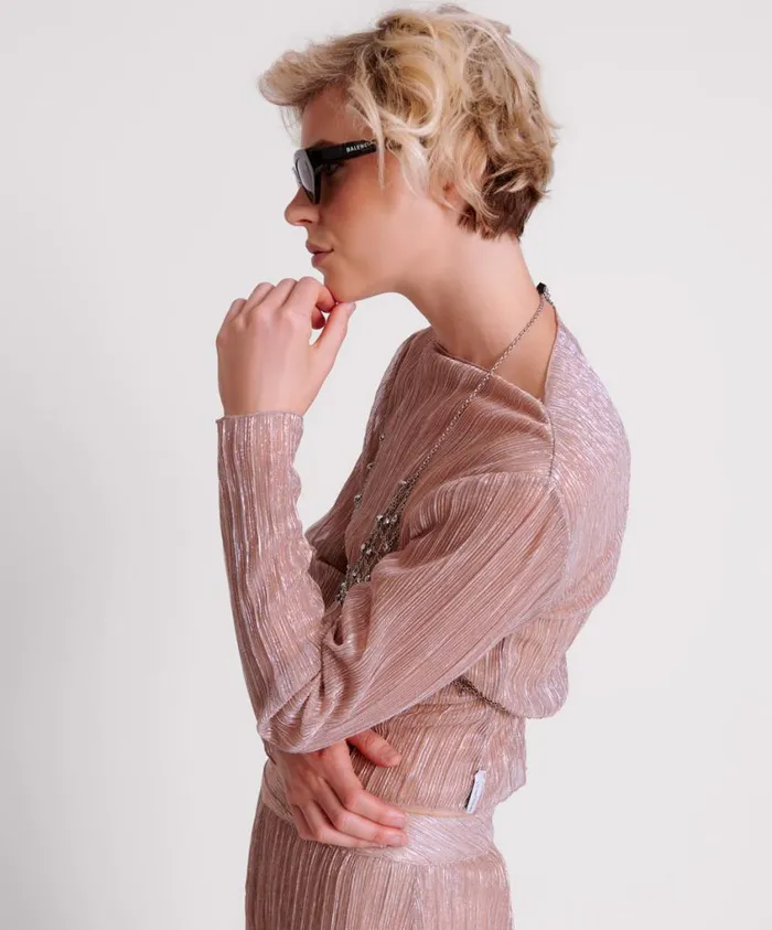 One Teaspoon Tops Women Celestial Rose Plisse Longsleeve Top