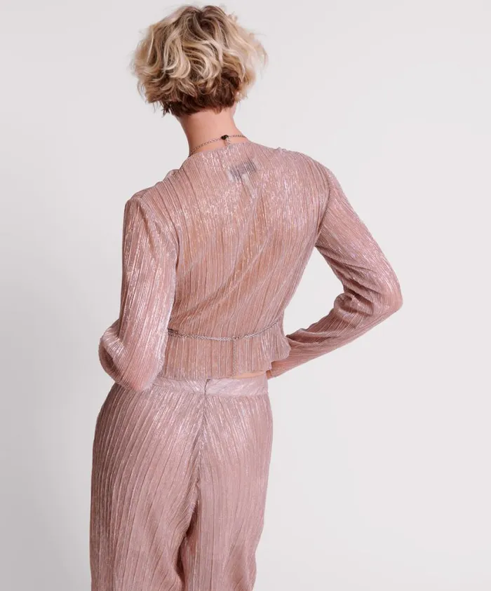 One Teaspoon Tops Women Celestial Rose Plisse Longsleeve Top