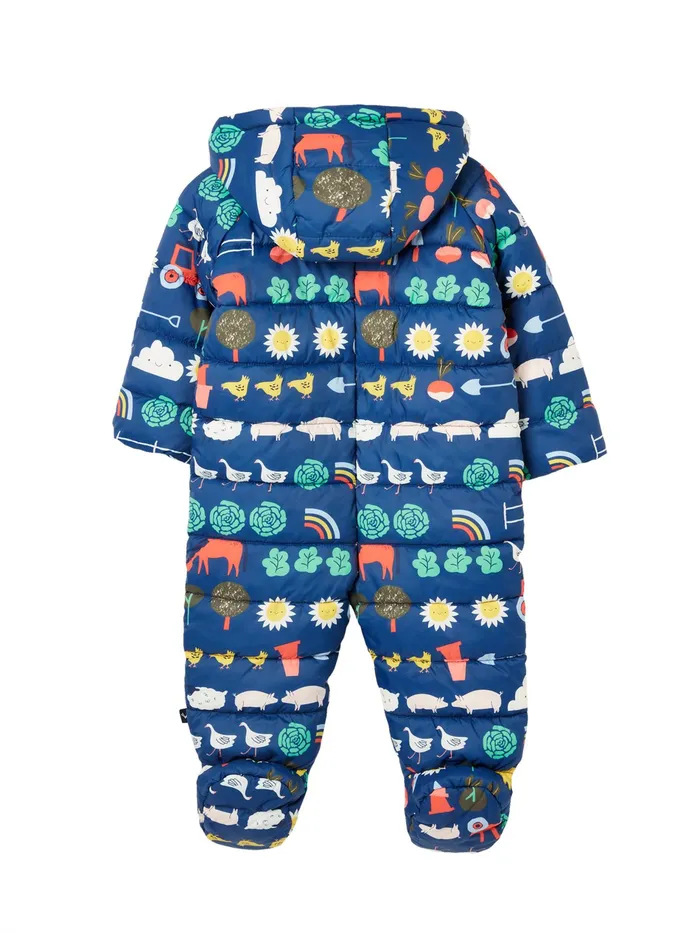 Online Joules Blue Snuggle Printed Pramsuit Girls Coats and Jackets