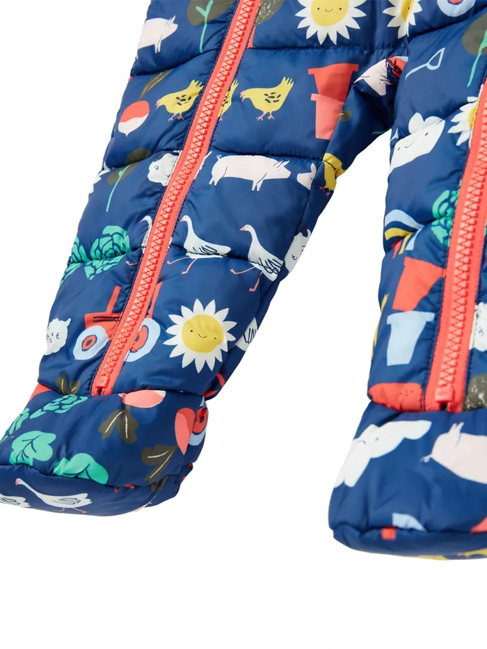 Online Joules Blue Snuggle Printed Pramsuit Girls Coats and Jackets