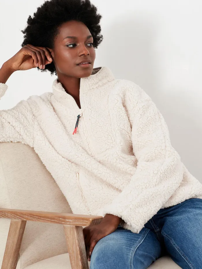 Online Joules Delaney Quarter Zip White Fleece Women Coats and Jackets