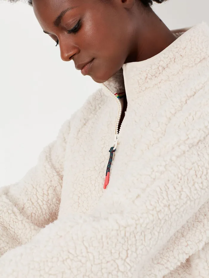Online Joules Delaney Quarter Zip White Fleece Women Coats and Jackets