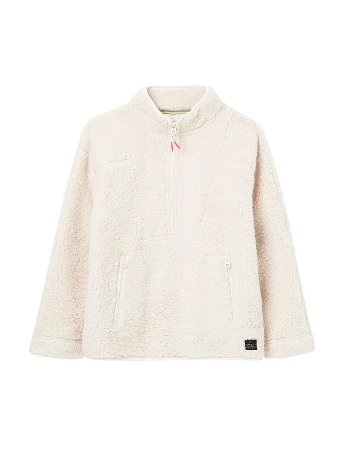 Online Joules Delaney Quarter Zip White Fleece Women Coats and Jackets