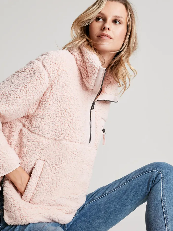 Online Joules Pink Tilly Zip Front Woven Trim Fleece With Hem Detail Women Coats and Jackets Online Joules Pink Tilly Zip Front Woven Trim Fleece With Hem Detail Women Coats and Jackets