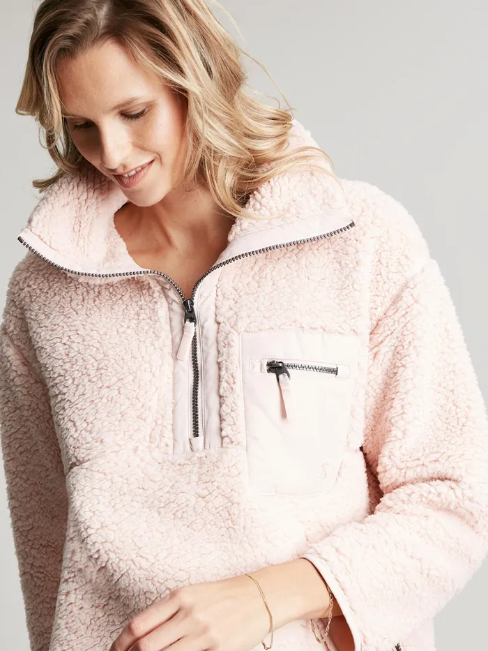 Online Joules Pink Tilly Zip Front Woven Trim Fleece With Hem Detail Women Coats and Jackets Online Joules Pink Tilly Zip Front Woven Trim Fleece With Hem Detail Women Coats and Jackets