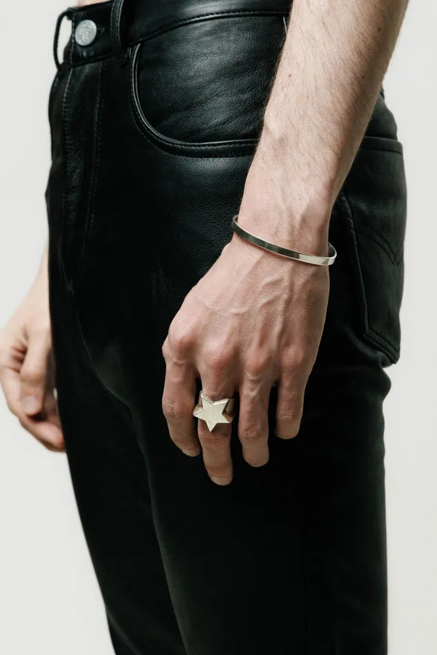 OTHER 0925 MENWOMEN 925 Flat Cuff Bracelet
