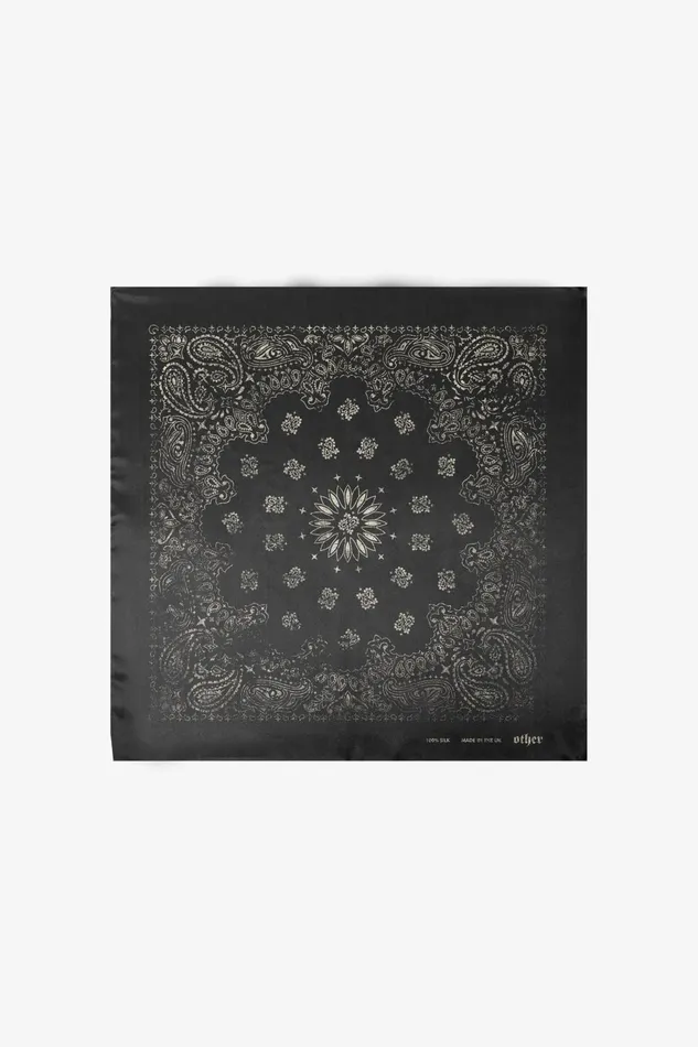 OTHER BANDANAS and SCARVES MENWOMEN Silk Bandana Black and White Vintage Paisley