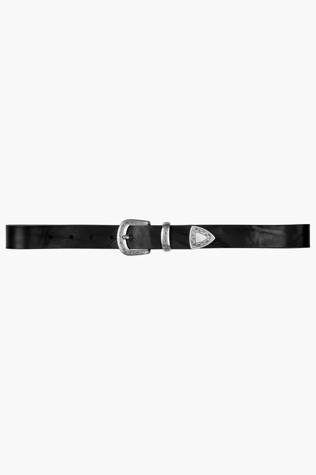 OTHER BELTS MENWOMEN Old West Belt Worn Black Leather