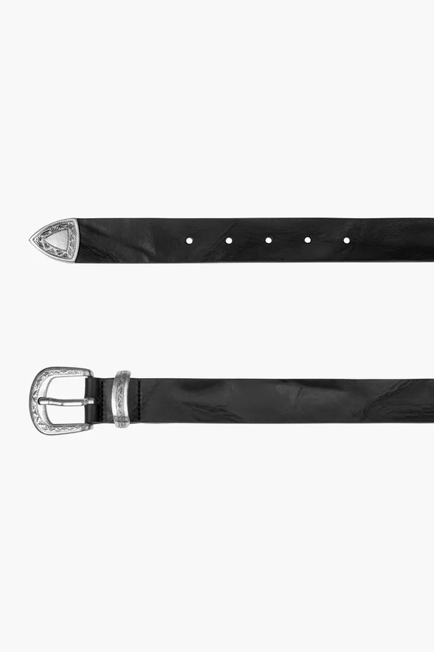 OTHER BELTS MENWOMEN Old West Belt Worn Black Leather