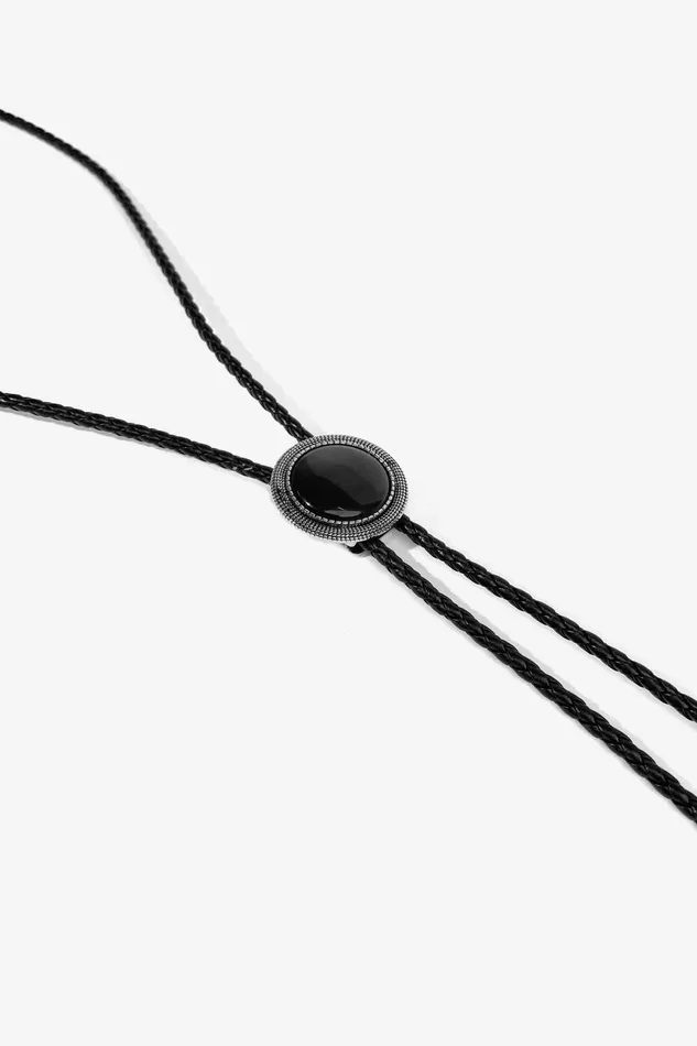 OTHER BRACELETS MENWOMEN Western Bolo Tie Black Stone