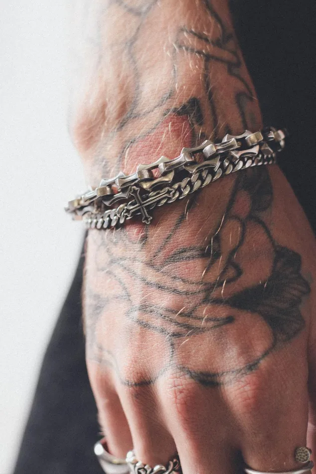 OTHER EARRINGS MENWOMEN 925 Goth Link Bracelet Silver