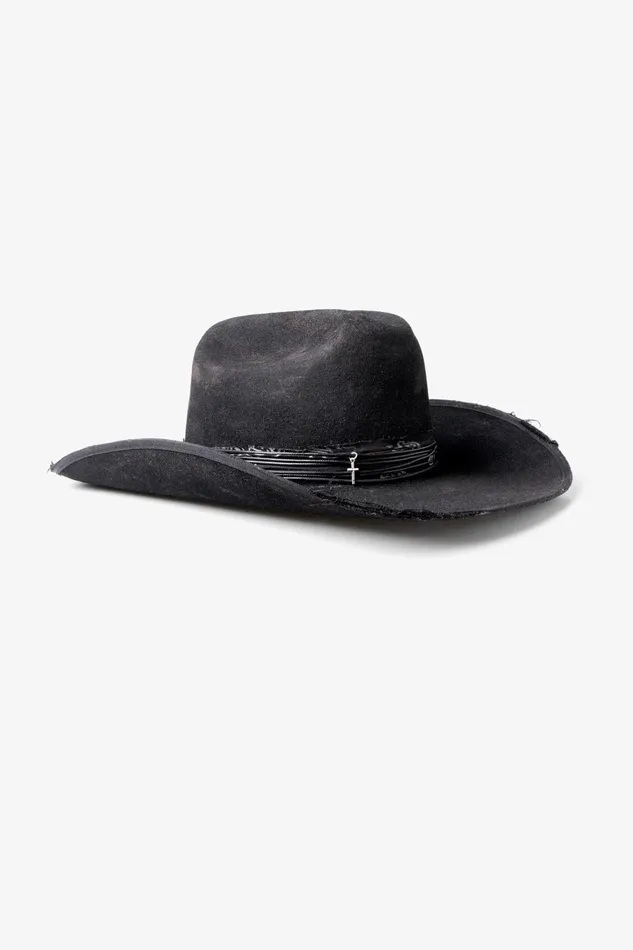 OTHER FEDORAS and FULL BRIM HATS MENWOMEN OUTLAW COWBOY HAT Heavy Relic Black