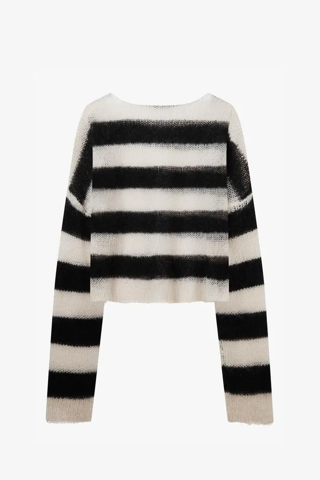 OTHER KNITWEAR MEN Cropped Navarro Jumper Grunge Stripe Black and Bone