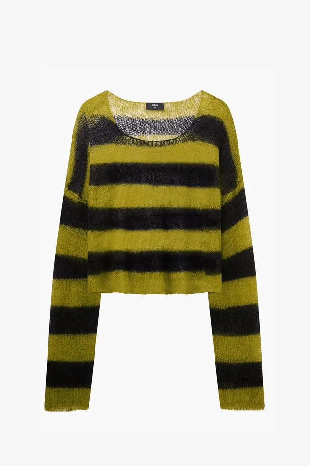 OTHER KNITWEAR MEN Cropped Navarro Jumper Grunge Stripe Black and Green