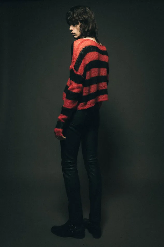OTHER KNITWEAR MEN Cropped Navarro Jumper Grunge Stripe Black and Red