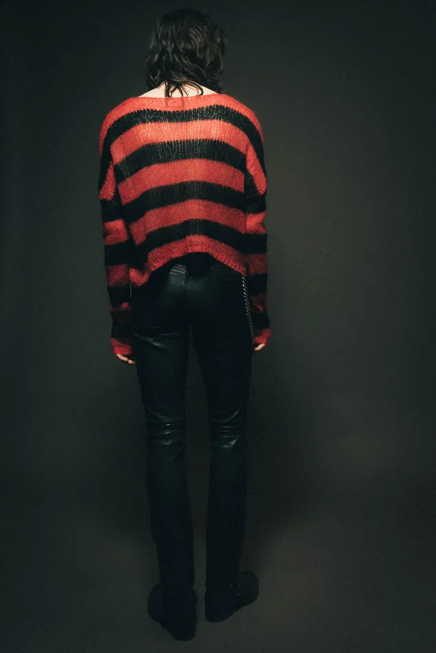 OTHER KNITWEAR MEN Cropped Navarro Jumper Grunge Stripe Black and Red